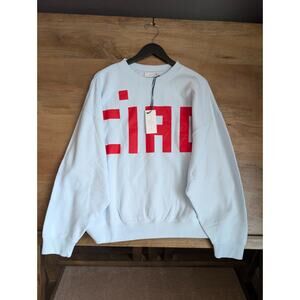 Clare V. Oversized Sweatshirt Womens XL Light Blue Grand Block Ciao Pullover NWT